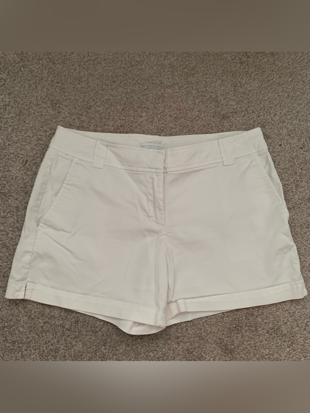 New York & Company Women's White Casual Chino Shorts